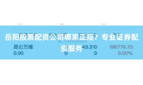 岳阳股票配资公司哪家正规？专业证券配资服务